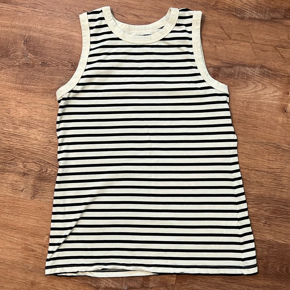 American Giant Black and Cream Striped Tank Top